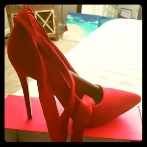 Red Suede Stilettos